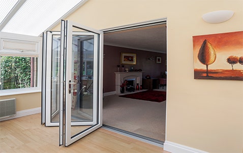 REAL aluminium bifold doors in white