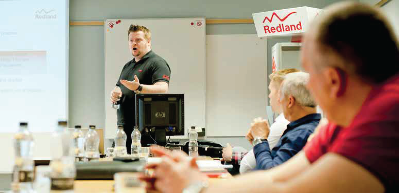Mat Woodyatt training contractors on Redland Pitched Roof Estimating Course at JJ Roofing Supplies Training Centre