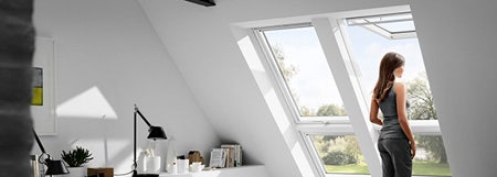Velux double top hung uPVC Roof Windows in bedroom
