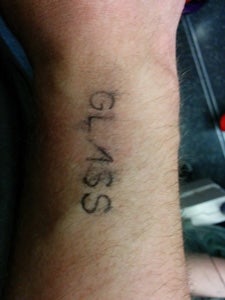 The entry stamp for the Google Glass event ran in light rain