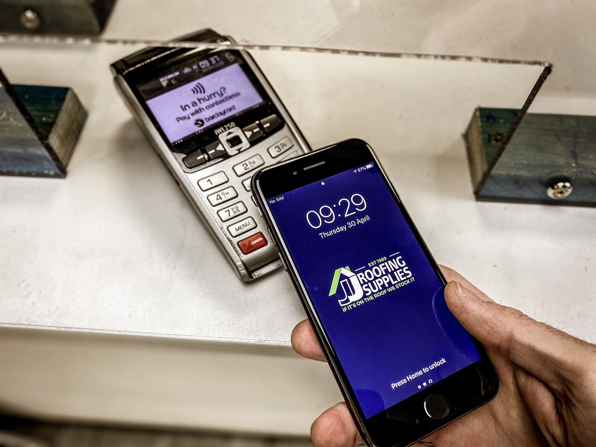 Mobile Phone Contactless Payment at JJ Roofing Supplies