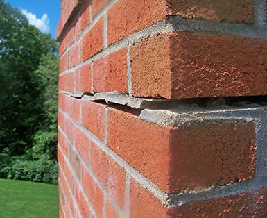 Gap in the chimney brickwork