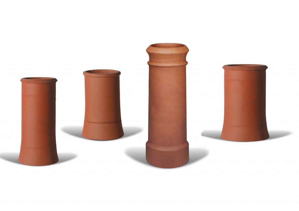 Different types of chimneys on a white background