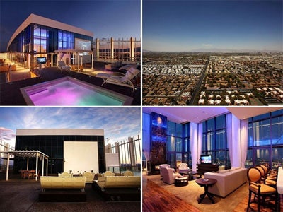 four views of and from the Penthouse at the top of the Palms Casino