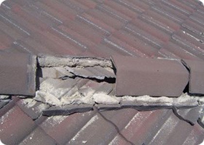 damaged ridge tiles lead to leaks