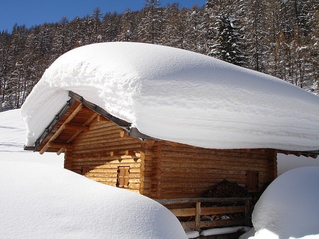 Deep snow adding to the roof loading