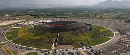 A wide view of the Vulcano Buono shopping and leisure complex in Nola, Italy