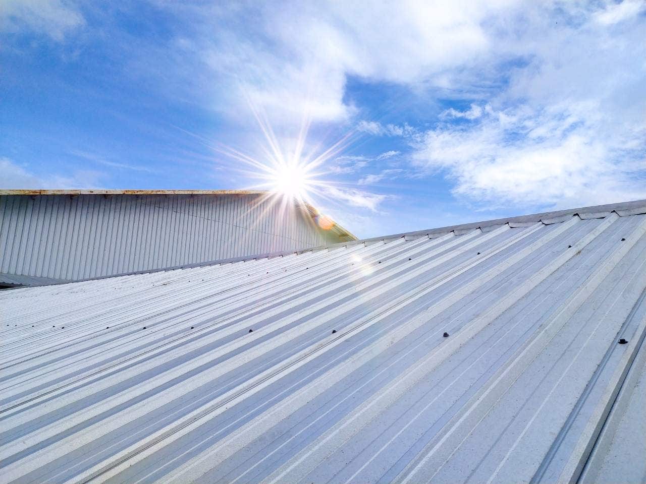 sunlight hitting a metal roof