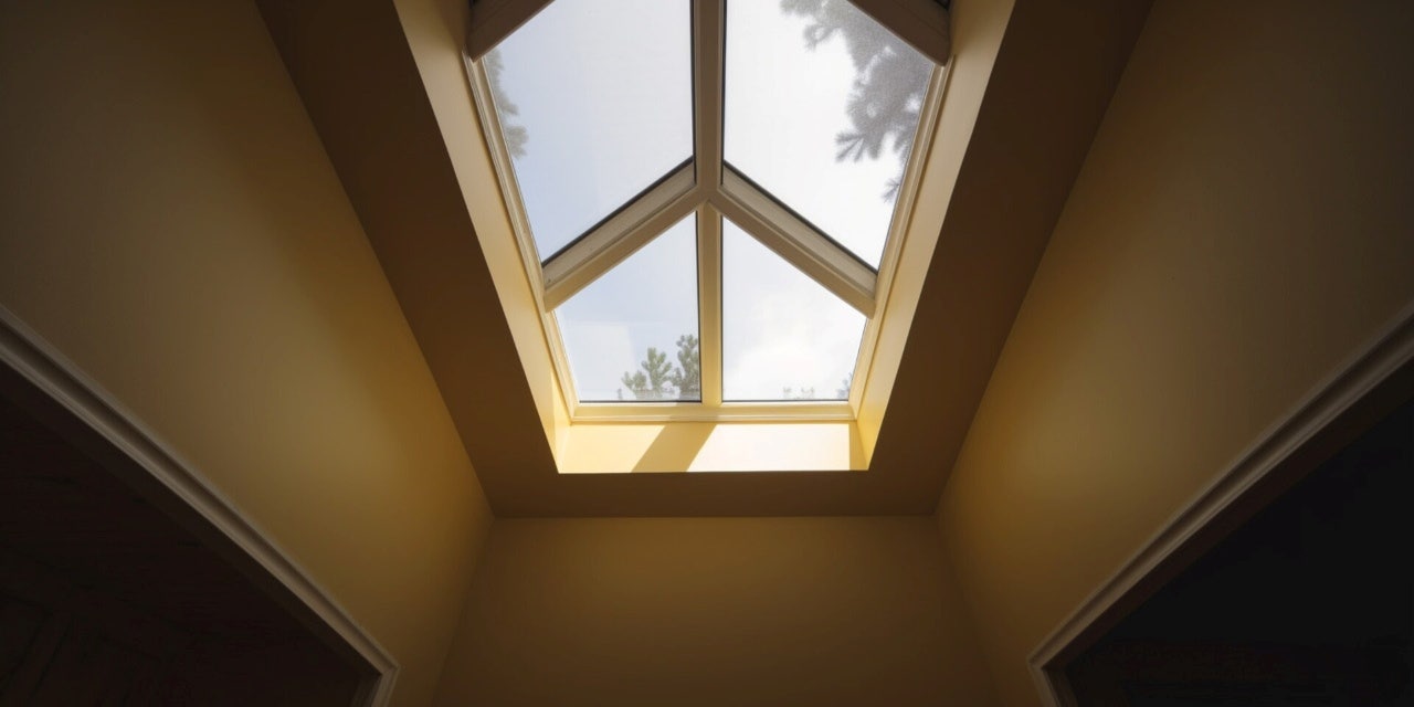 skylight view from inside of a house