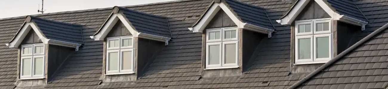 roof with grey concrete tiles