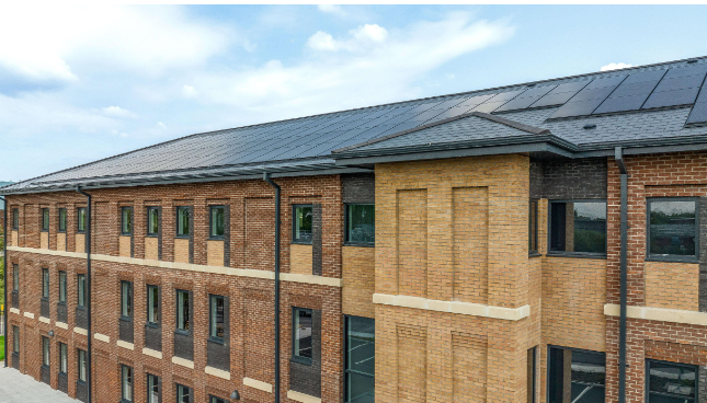 Solar panels on a row of flats