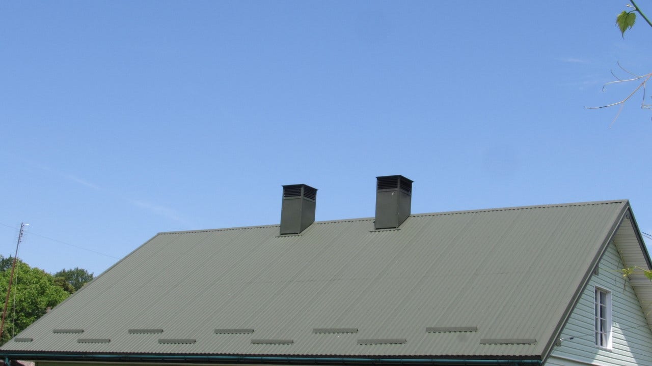 green colored metal roofing