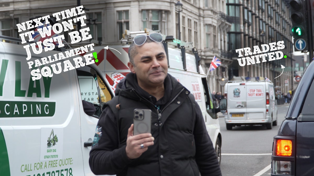 Next Time It Won't Just Be Parliament Square Stop Tool Theft Organiser Shoaib Awan Trades United Organisers winking in Parliament Square