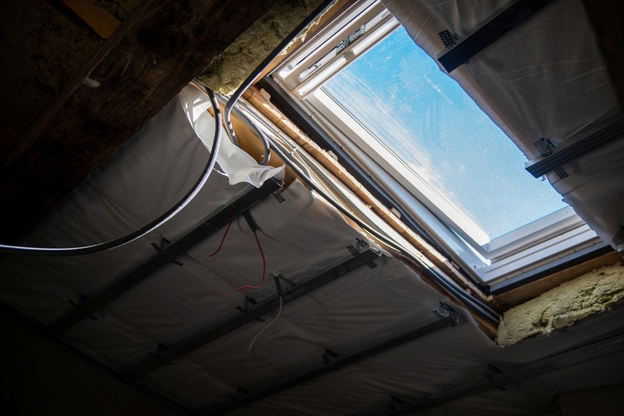 photo of an unfinished skylight