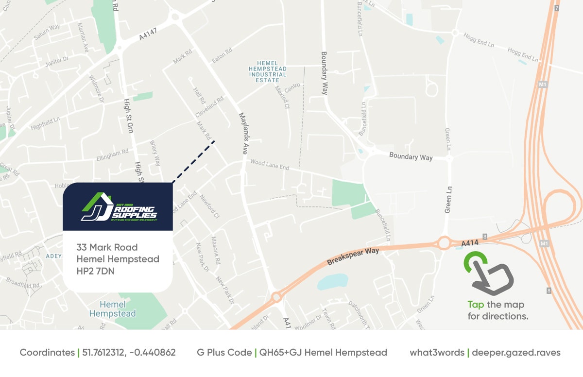 JJ Roofing Supplies Hemel Hempstead Location Map Image