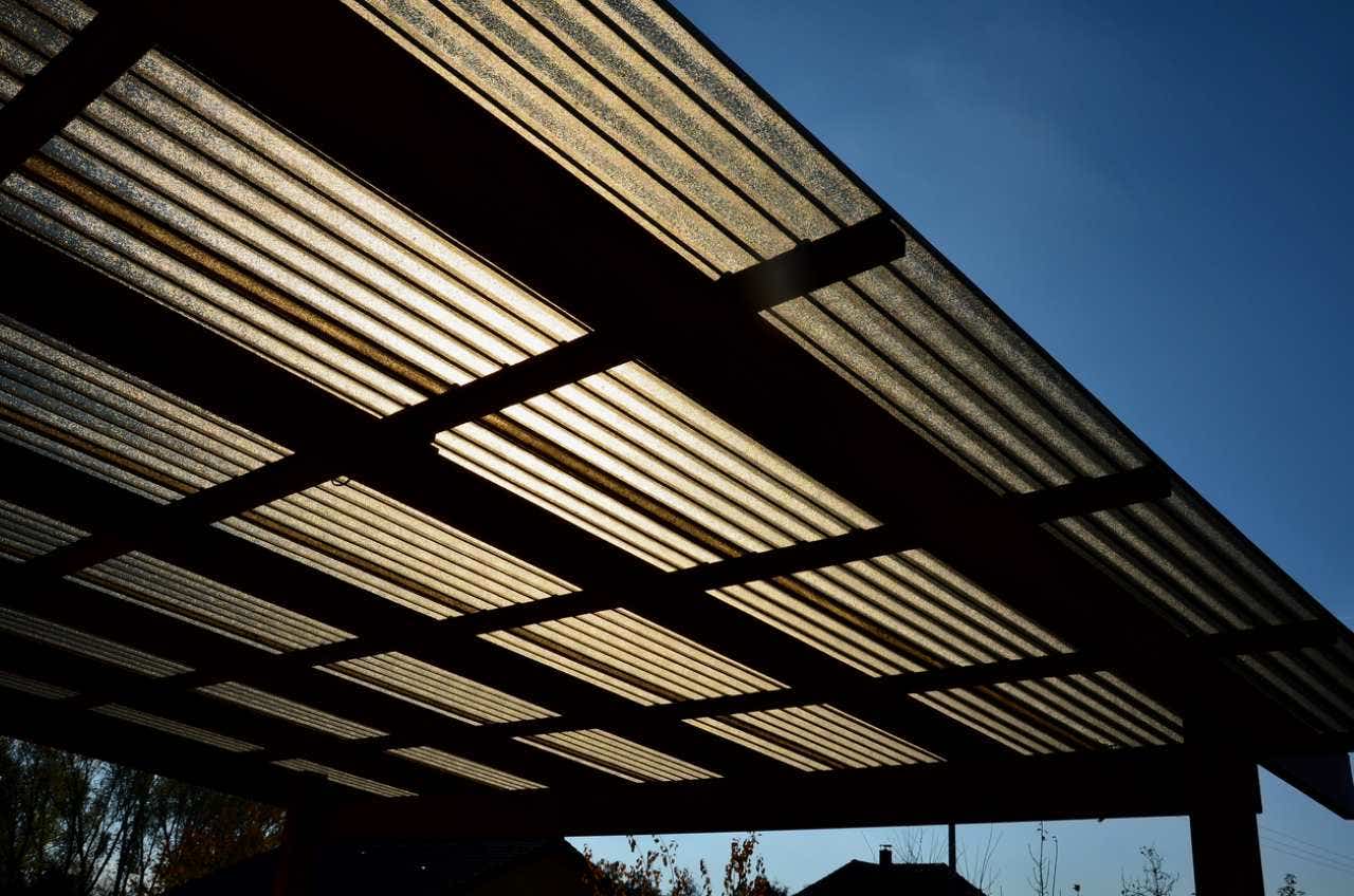 roof made of brown polycarbonate plastic wavy shape