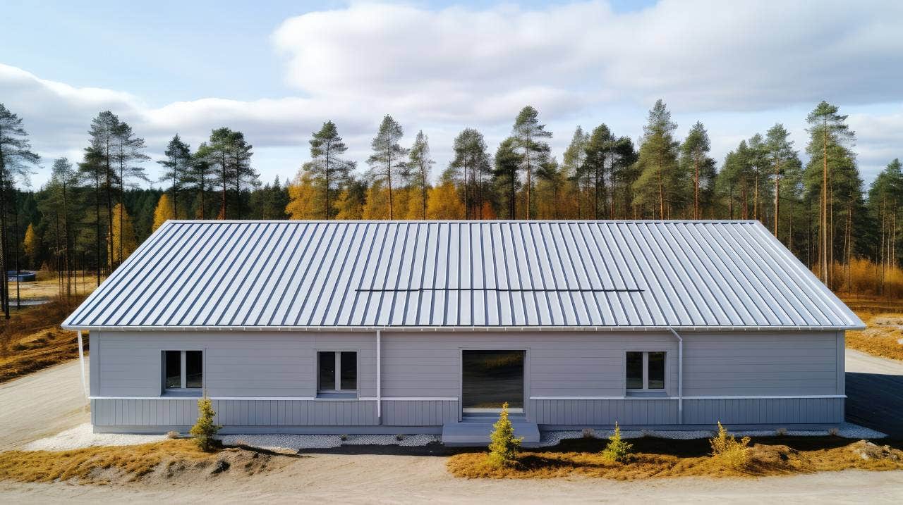 house with painted metal roof