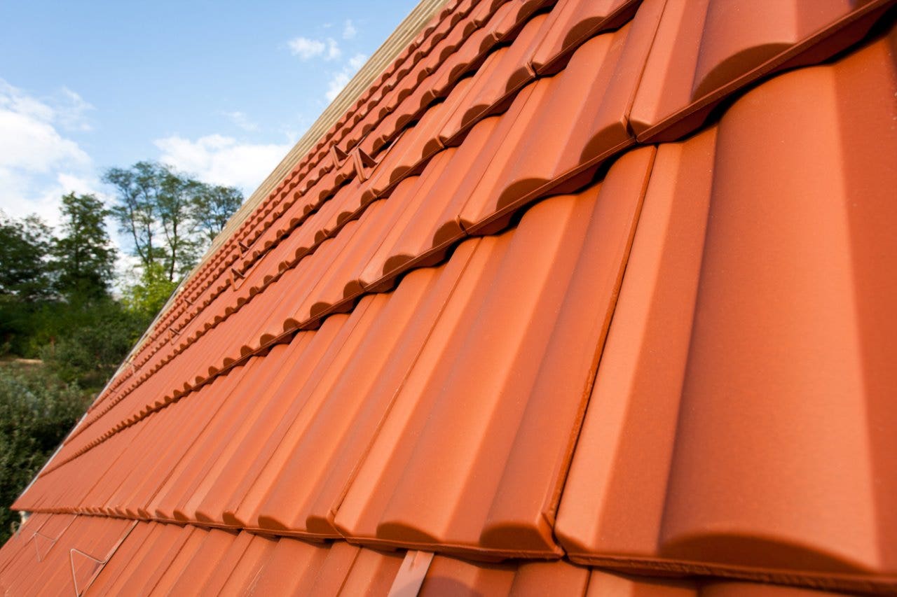 newly mounted ceramic roof tiles