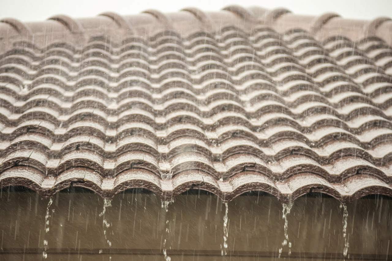 rain falling on the roof of a home