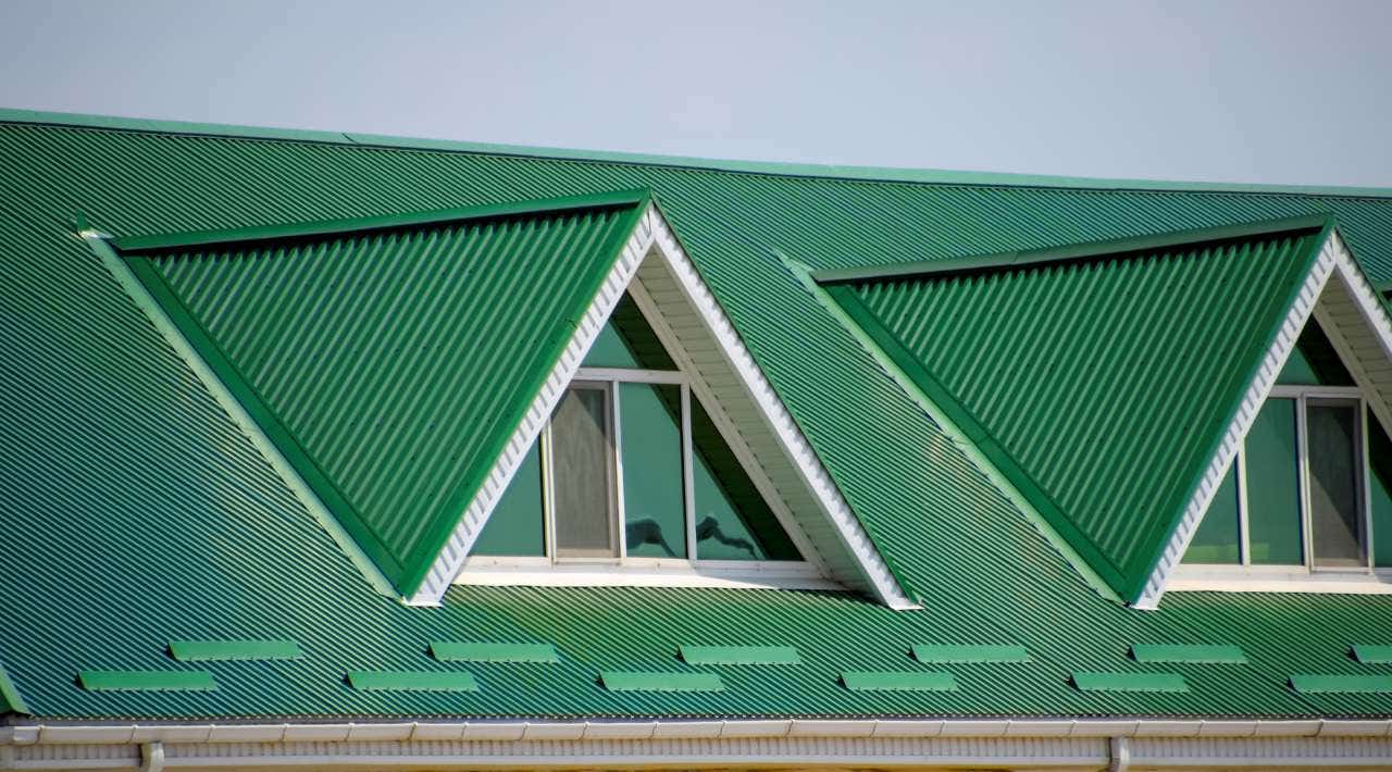 green colored corrugated metal roofing